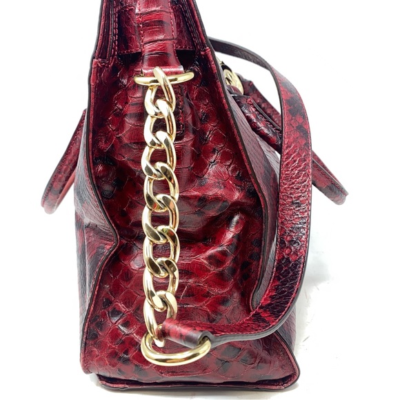 Michael Kors Red Python Embossed Large Hamilton Bag with Matching Wallet. - Picture 6 of 13
